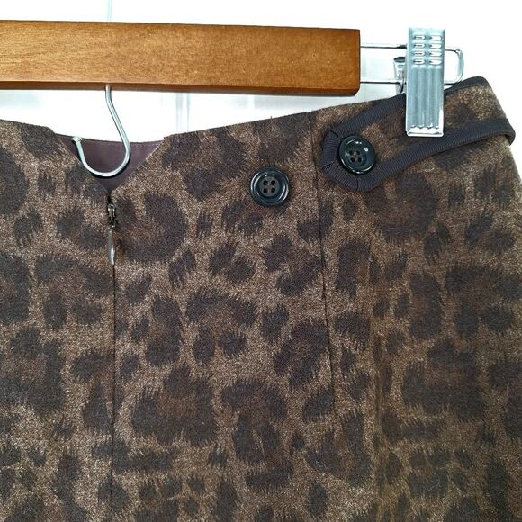Rebecca Taylor Leopard Print Pencil Skirt Sz 8 - Picture 4 of 12